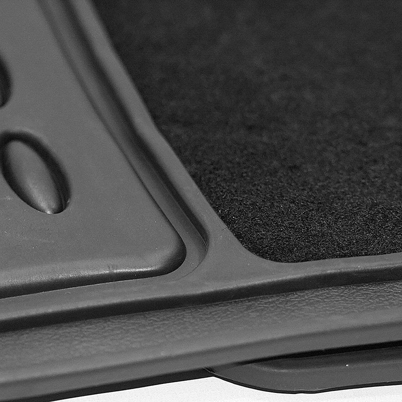 4 PCS Car Mats Rubber & Carpet Black Universal Fit Heavy Duty Non Slip Sakura  - Dynamic Drive