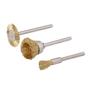 Silverline Brass Wire Brush Set 3pc Metal Cleaning Polishing Rotary Multi Tool Silverline  - Dynamic Drive