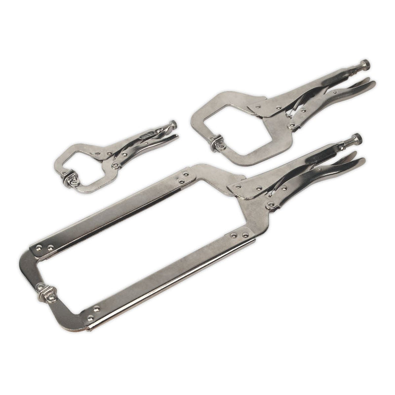 Sealey Premier Locking C-Clamp Set 3pc AK66 Sealey - Dynamic Drive