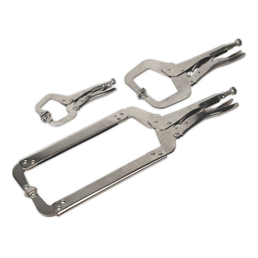 Sealey Premier Locking C-Clamp Set 3pc AK66 Sealey - Dynamic Drive