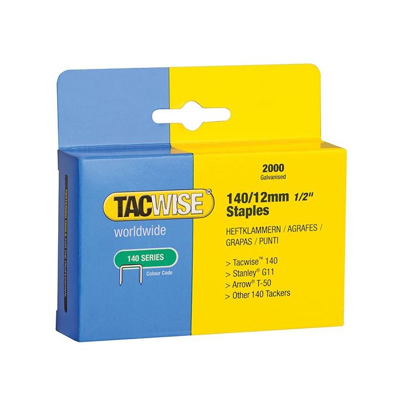 Tacwise 140 Heavy-Duty Staples 12mm (Type T50 G) (Pack 2000) Tacwise - Dynamic Drive