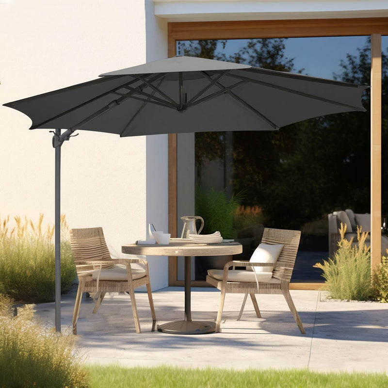 Dellonda Cantilever Parasol with 360 Rotation, Tilt & Cover 3m - Grey Dellonda - Dynamic Drive
