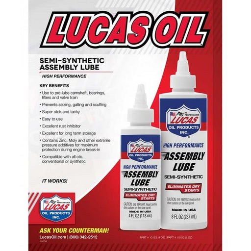 Race Engine Rebuild Assembly Lube - 118ml 10152A LUCAS OIL Made in the USA Lucas Oil - Dynamic Drive