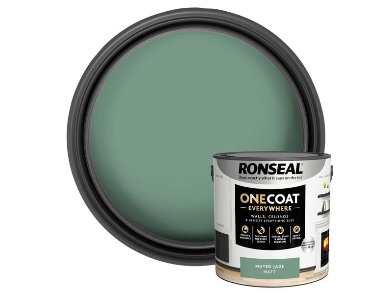 Ronseal One Coat Everywhere Interior Paint Muted Jade Matt 2.5 litre Ronseal - Dynamic Drive