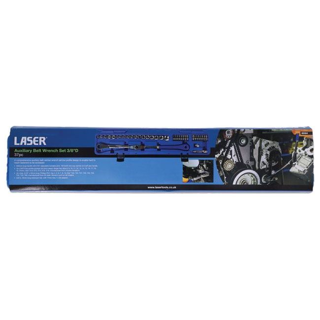 Laser Auxiliary Belt Wrench Set 3/8"D 37pc 8094 Laser - Dynamic Drive