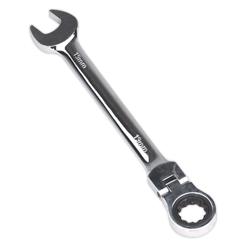 Sealey Flexi-Head Ratchet Combination Spanner 19mm FHRCW19 Sealey - Dynamic Drive