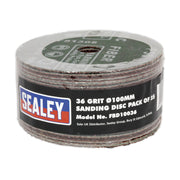 Sealey Sanding Disc Fibre Backed100mm 36Grit Pack of 25 FBD10036 Sealey - Dynamic Drive