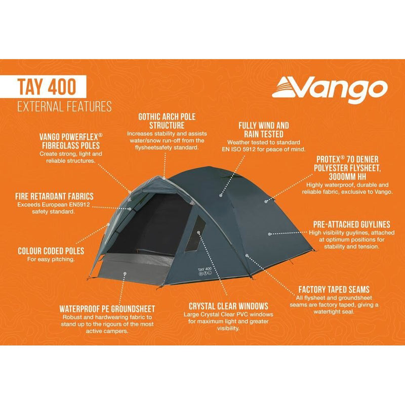 Vango Tay 400 Pole Tent Deep Blue Vango - Dynamic Drive