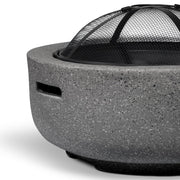 Dellonda Round MgO Fire Pit with BBQ Grill Ø60cm Safety Mesh Screen - Dark Grey Dellonda - Dynamic Drive