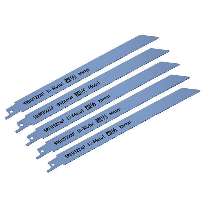 Sealey Reciprocating Saw Blade Metal 230mm 24tpi Pack of 5 SRBR922AF Sealey - Dynamic Drive