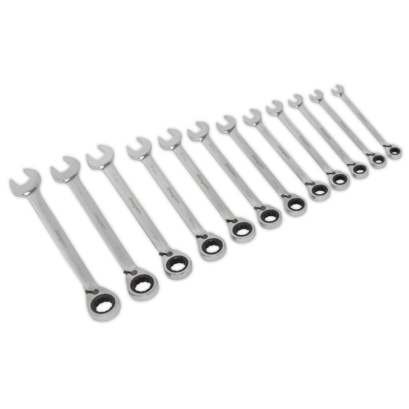 Sealey Reversible Ratchet Combination Spanner Set 12pc Metric S0840 Siegen by Sealey - Dynamic Drive