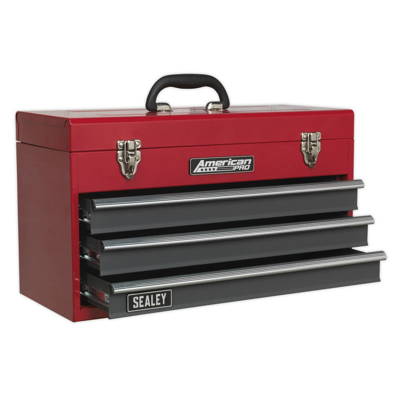 Sealey Tool Chest 3 Drawer Portable with Ball-Bearing Slides Red/Grey AP9243BB Sealey - Dynamic Drive