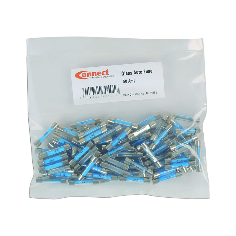 Connect Glass Auto Fuses 50A 100pc 30501 Tool Connection - Dynamic Drive