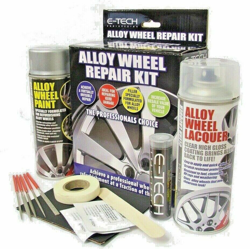 E-Tech Alloy Silver Wheel Refurbishment Repair Kit Wheel Spray Paint + Lacquer E-Tech - Dynamic Drive