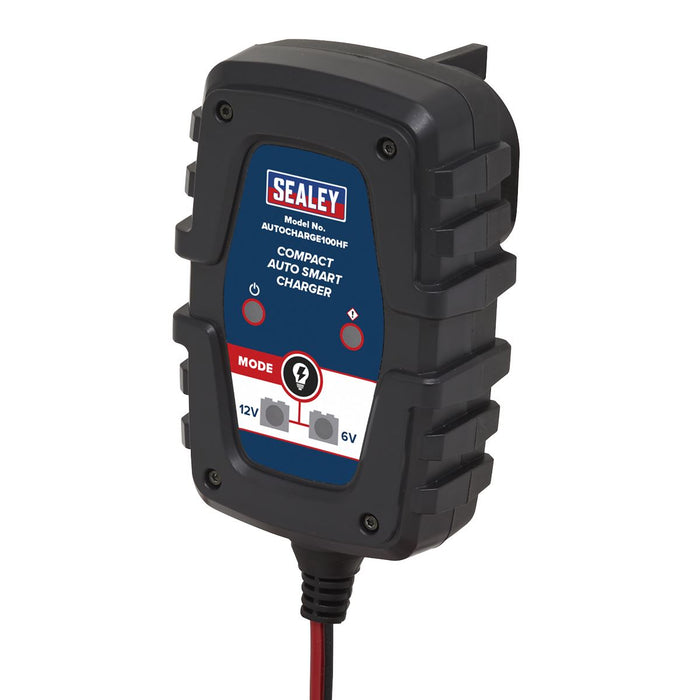 Sealey Compact Auto Smart Car Battery Charger 1A 6V 12V AGM GEL Batteries 230V Sealey  - Dynamic Drive