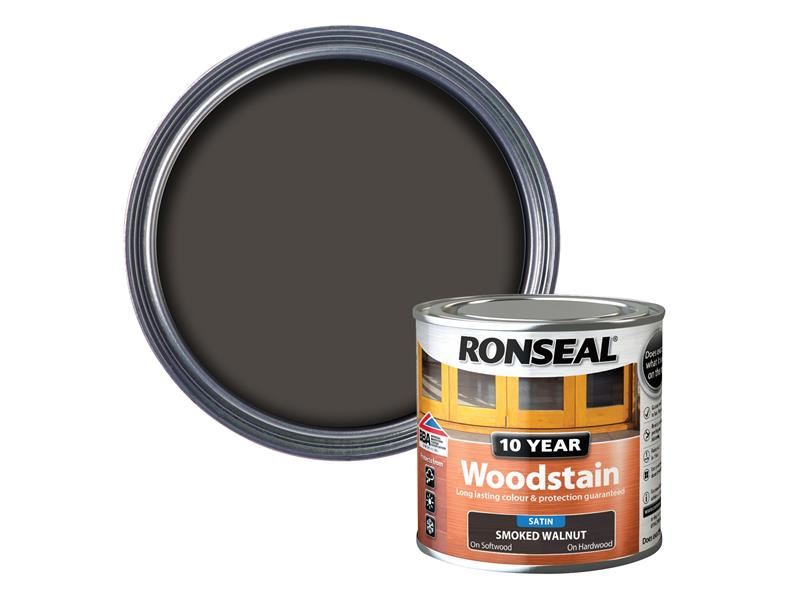 Ronseal 10 Year Woodstain Smoked Walnut 250ml Ronseal - Dynamic Drive
