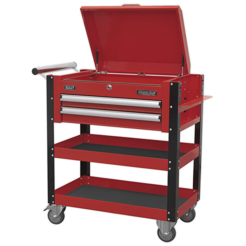 Sealey Heavy-Duty Mobile Tool & Parts Trolley 2 Drawers & Lockable Top Red Sealey - Dynamic Drive