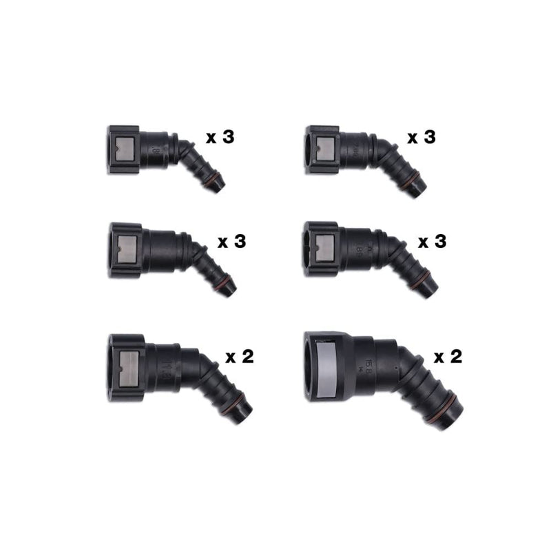 Connect Assorted 45 Angled Fuel Line Quick Connectors 16pc 34229 Tool Connection - Dynamic Drive