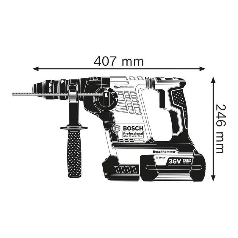 Bosch GBH 36 VF-LI Plus Professional SDS-Plus Rotary Hammer 36V 2 x 6.0Ah Li-ion Bosch - Dynamic Drive