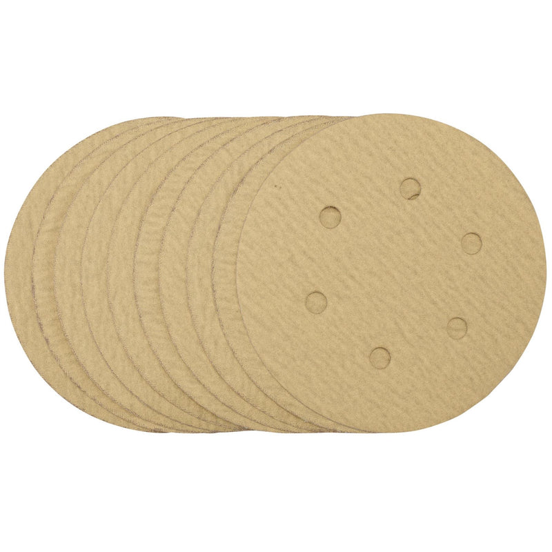 Draper Gold Sanding Discs with Hook & Loop, 150mm, 180 Grit (Pack of 10) 64240 Draper - Dynamic Drive