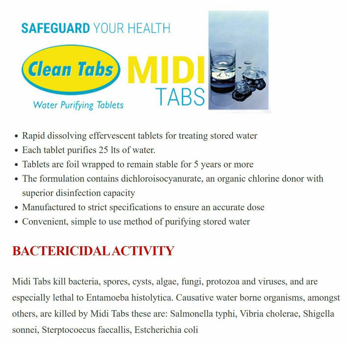 64 x Water Purifying Tablets Aqua Midi Tabs Motorhome RV Caravan Campervan Clean Aqua Clean  - Dynamic Drive