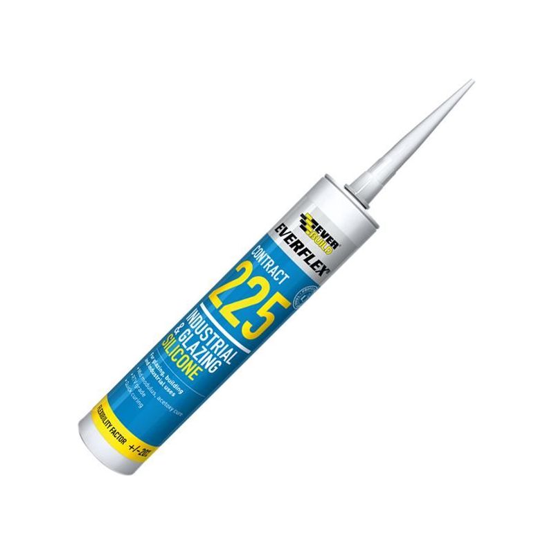 Everbuild Sika Everflex® 225 Industrial & Glazing Silicone White 295ml Everbuild Sika - Dynamic Drive