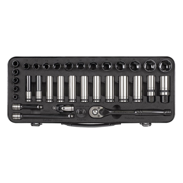 Sealey Socket Set 34pc 3/8"Sq Dr WallDrive Metric Black Series AK7971 Sealey  - Dynamic Drive