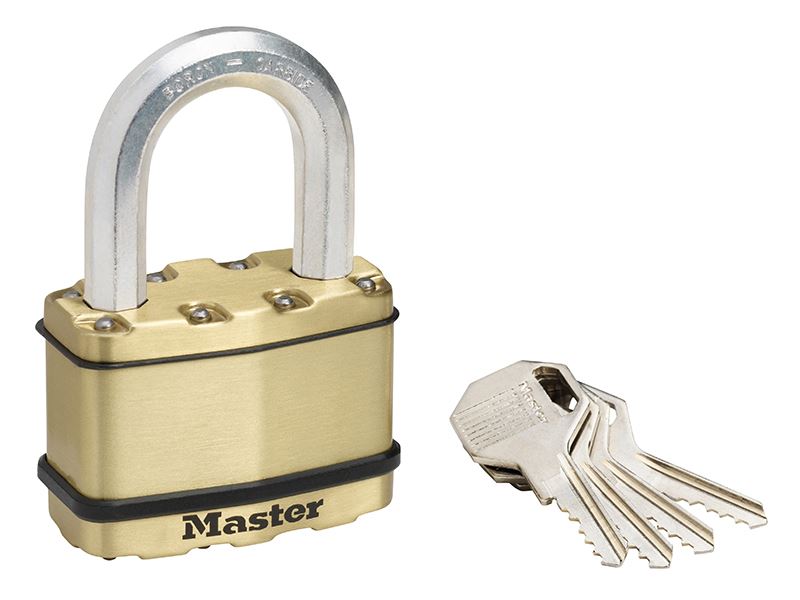 Master Lock Excell™ Brass Finish 64mm Padlock 5-Pin - 38mm Shackle Master Lock - Dynamic Drive