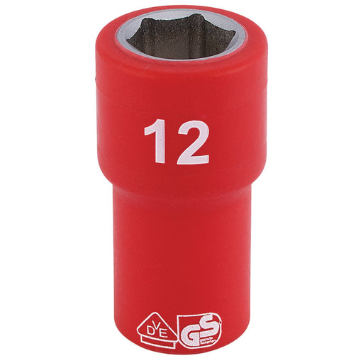 Draper Fully Insulated VDE Socket, 1/4" Sq. Dr., 12mm 31490 Draper - Dynamic Drive