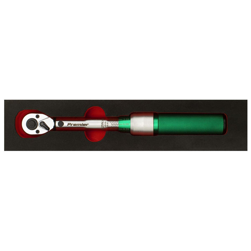 Sealey Torque Wrench Micrometer Style 1/4" Drive 5-25Nm Calibrated in EVA Tray Sealey  - Dynamic Drive