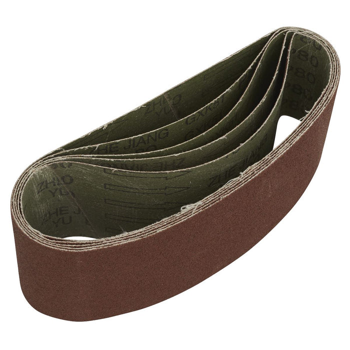 Sealey 76 x 457mm Sanding Belt 80Grit - Pack of 5 SB80457 Sealey - Dynamic Drive