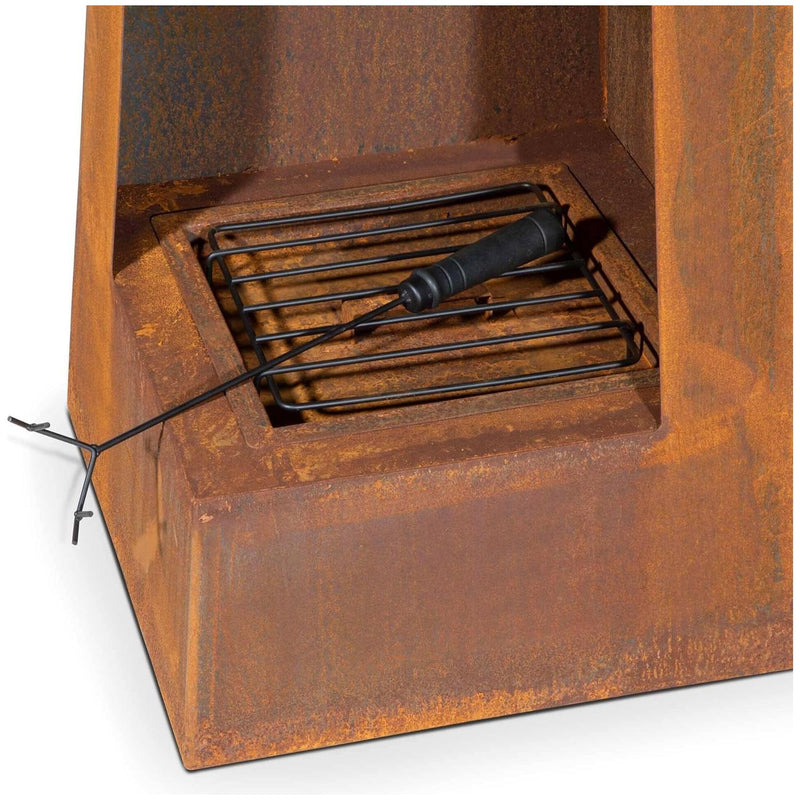 Dellonda Chiminea Wood Burner Heater for Outdoors W45cm x H150cm Corten Steel Dellonda - Dynamic Drive