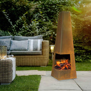 Dellonda Chiminea Wood Burner Heater for Outdoors W45cm x H150cm Corten Steel Dellonda - Dynamic Drive
