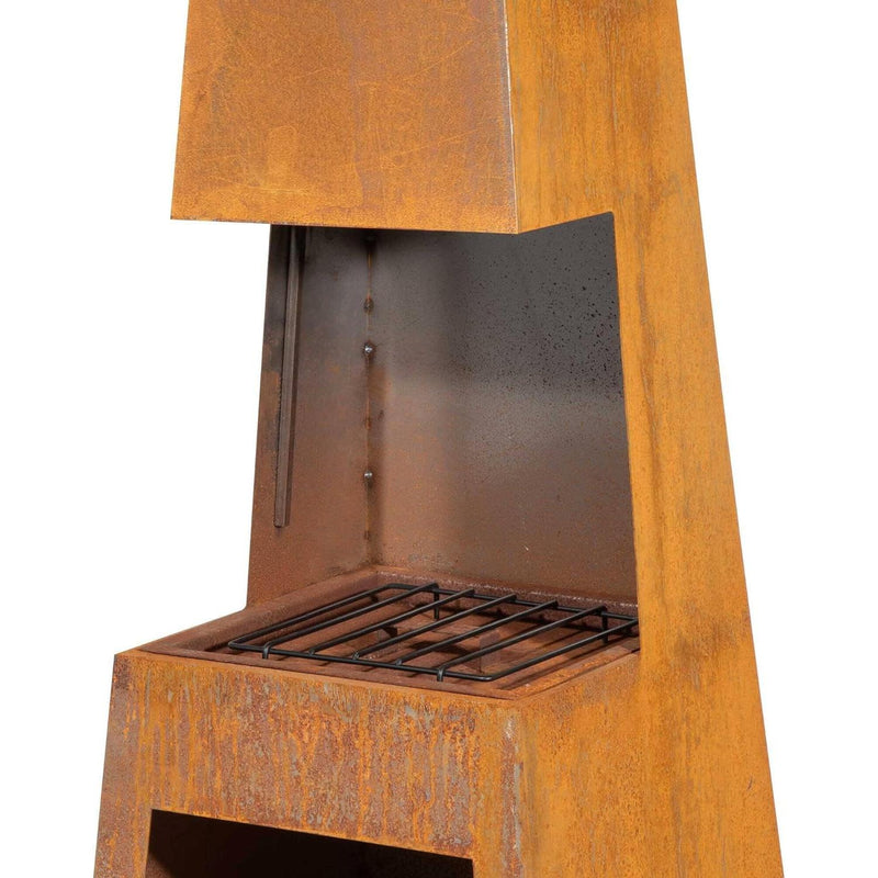 Dellonda Outdoor Chiminea Fireplace Heater Firewood Storage - Corten Steel Dellonda - Dynamic Drive
