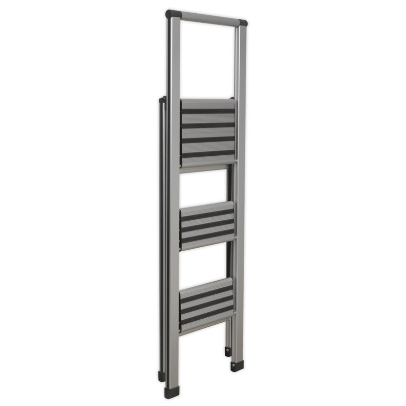 Sealey Aluminium Prof Folding Step Ladder 3-Step 150kg Capacity APSL3 Sealey  - Dynamic Drive