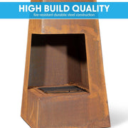 Dellonda Chiminea Wood Burner Heater for Outdoors W45cm x H150cm Corten Steel Dellonda - Dynamic Drive