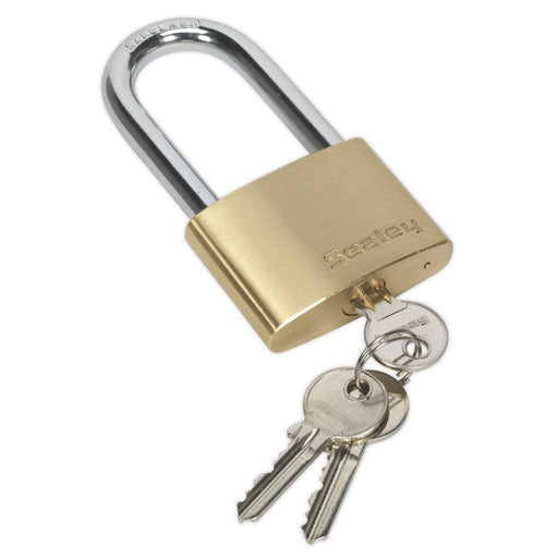 Sealey Brass Body Padlock Long Shackle 60mm Sealey - Dynamic Drive
