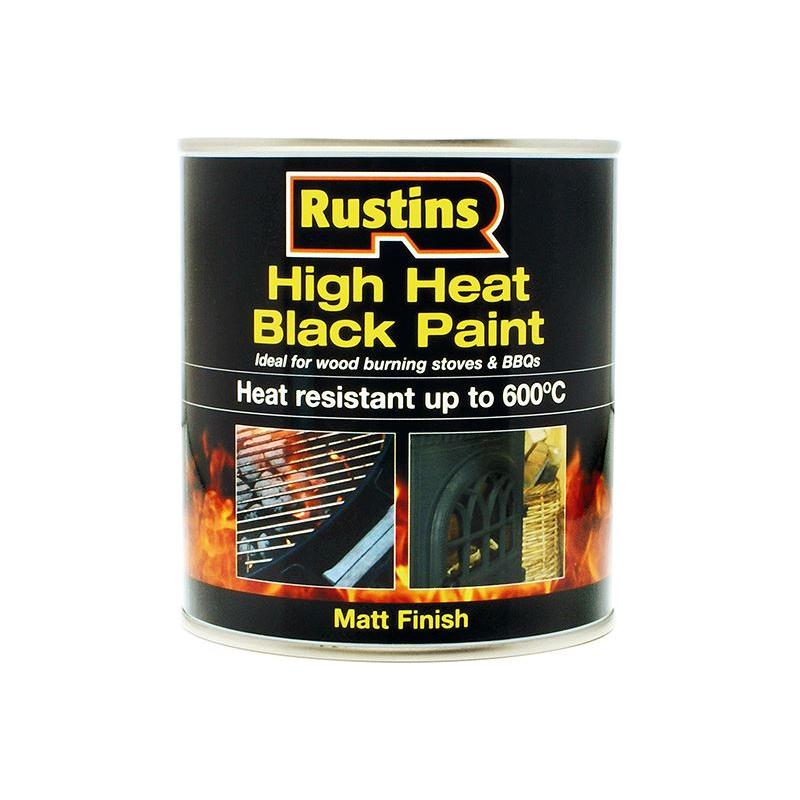 Rustins High Heat Paint 600°C Black 250ml Rustins - Dynamic Drive