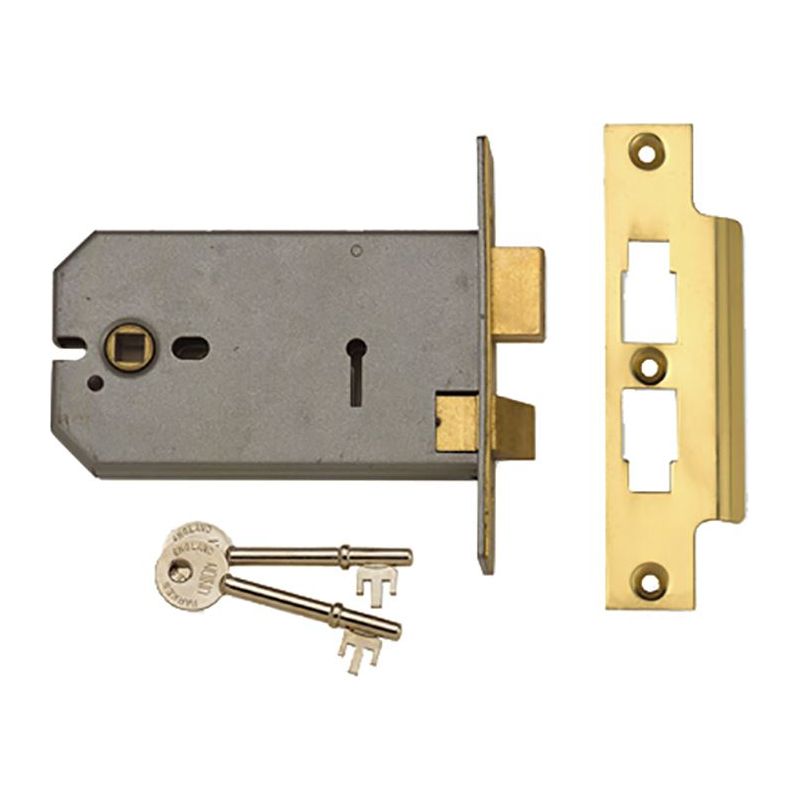 Union 2077-6 3 Lever Horizontal Mortice Lock Polished Brass 149mm UNION - Dynamic Drive