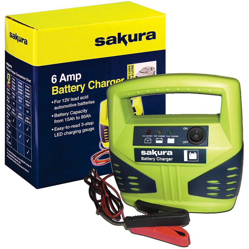 12 Volt 6 Amp Car Battery Charger up to 1.2L Sakura - Dynamic Drive