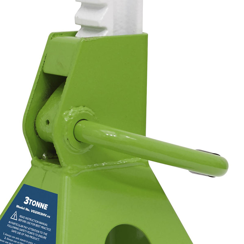 Sealey AXLe Stands (Pair) 3 Tonne Capacity per Stand Ratchet Type Hi-Vis Green Sealey - Dynamic Drive