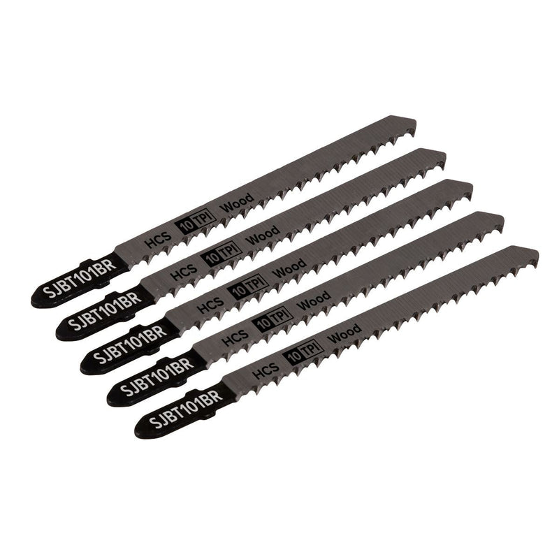 Sealey Jigsaw Blade Hard Wood Downward Cut 100mm 10tpi Pack of 5 SJBT101BR Sealey - Dynamic Drive