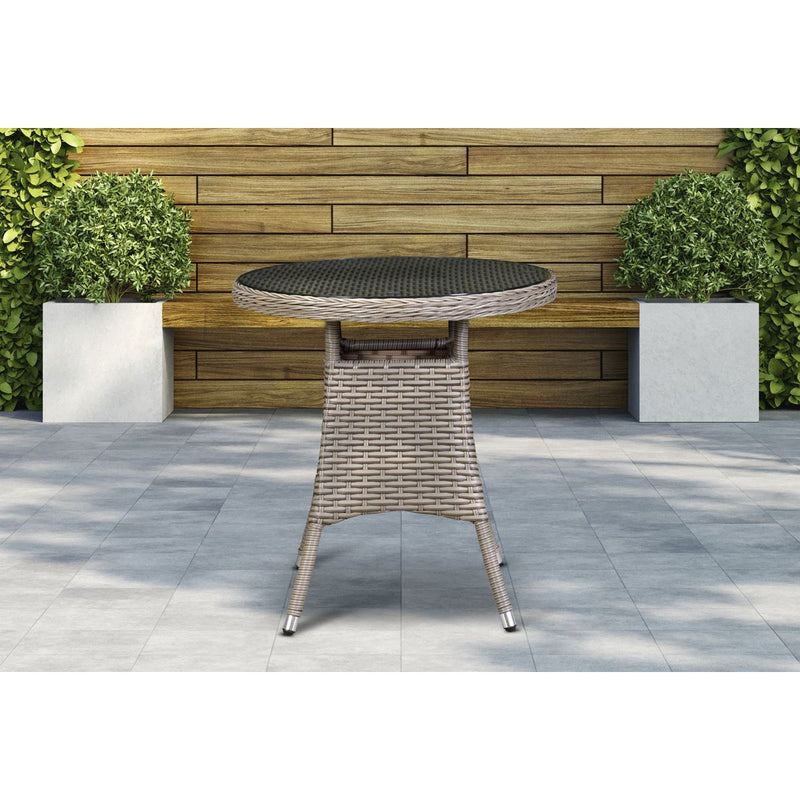 Dellonda Chester Rattan Wicker Round Outdoor Table with Tempered Glass Top Dellonda - Dynamic Drive