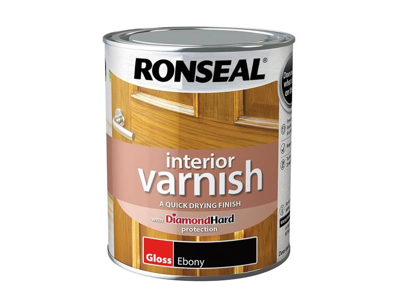 Ronseal Interior Varnish Quick Dry Gloss Ebony 750ml Ronseal - Dynamic Drive