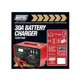 Maypole Heavy Duty Steel 30 Amp 12V/24V Car Van Tractor Battery Charger Mp750 Town Tools - Dynamic Drive