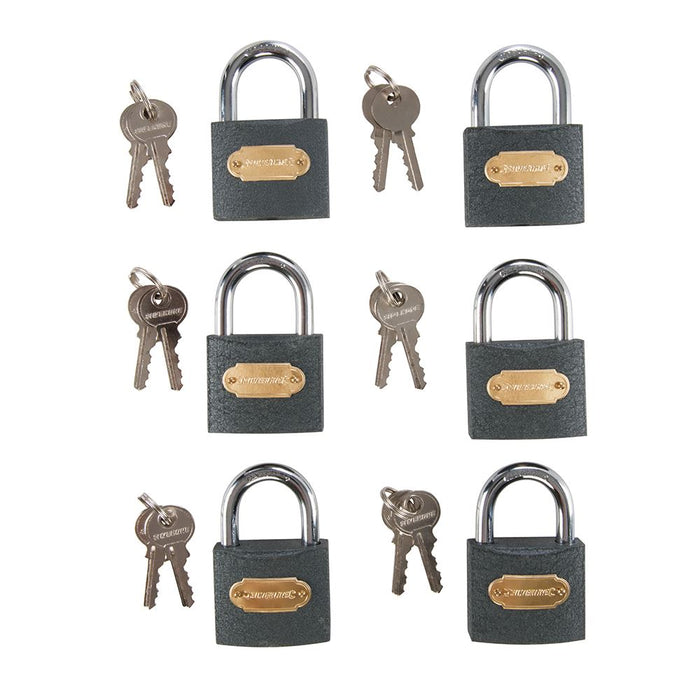 Silverline Iron Padlock Keyed Alike 6pk 50mm Silverline - Dynamic Drive