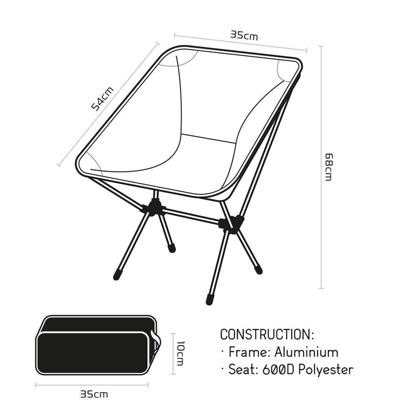 Oxford Camping Chair Black: Lightweight and Foldable Outdoor Chair for Camping Oxford - Dynamic Drive