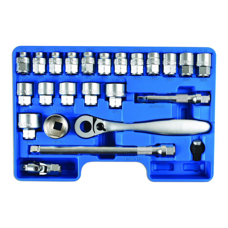 Laser Low Profile Dual Drive Socket Set 1/2"D 24pc 7103 Laser - Dynamic Drive