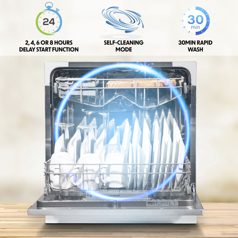 Baridi Tabletop Dishwasher 8 Place Settings 8L Capacity - White DH86 Baridi - Dynamic Drive