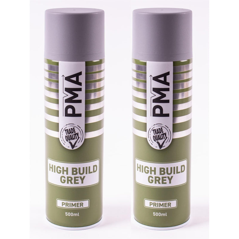 2x High Build Primer - 500ml Spray On Paint - Autotek Grey Aerosol High Coverage Autotek - Dynamic Drive